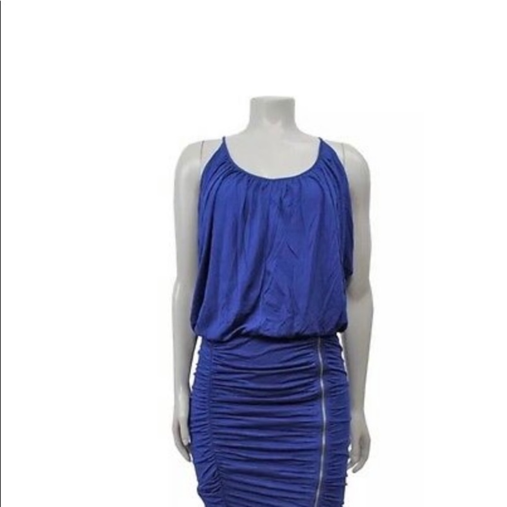 BCBG Doris Modal Zip-Skirt Dress Blue Depth S